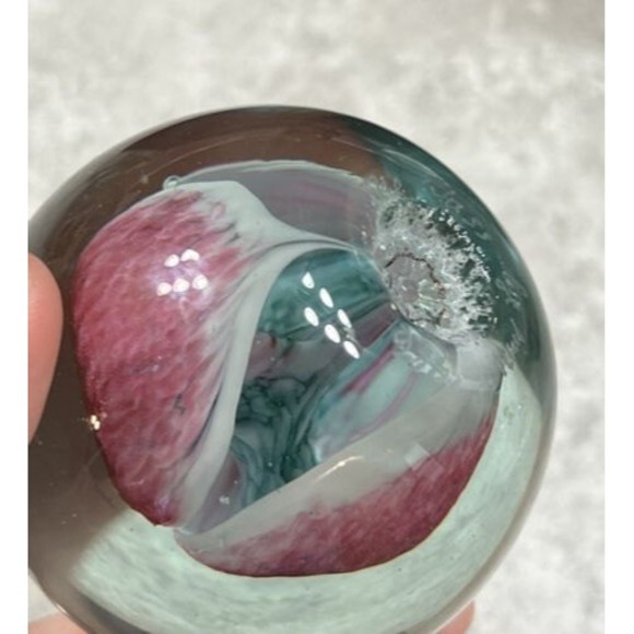 VTG Glass Eye Studio GES 1986 Flower Pink Lily Art Glass Paperweight Stunning - Picture 3 of 7